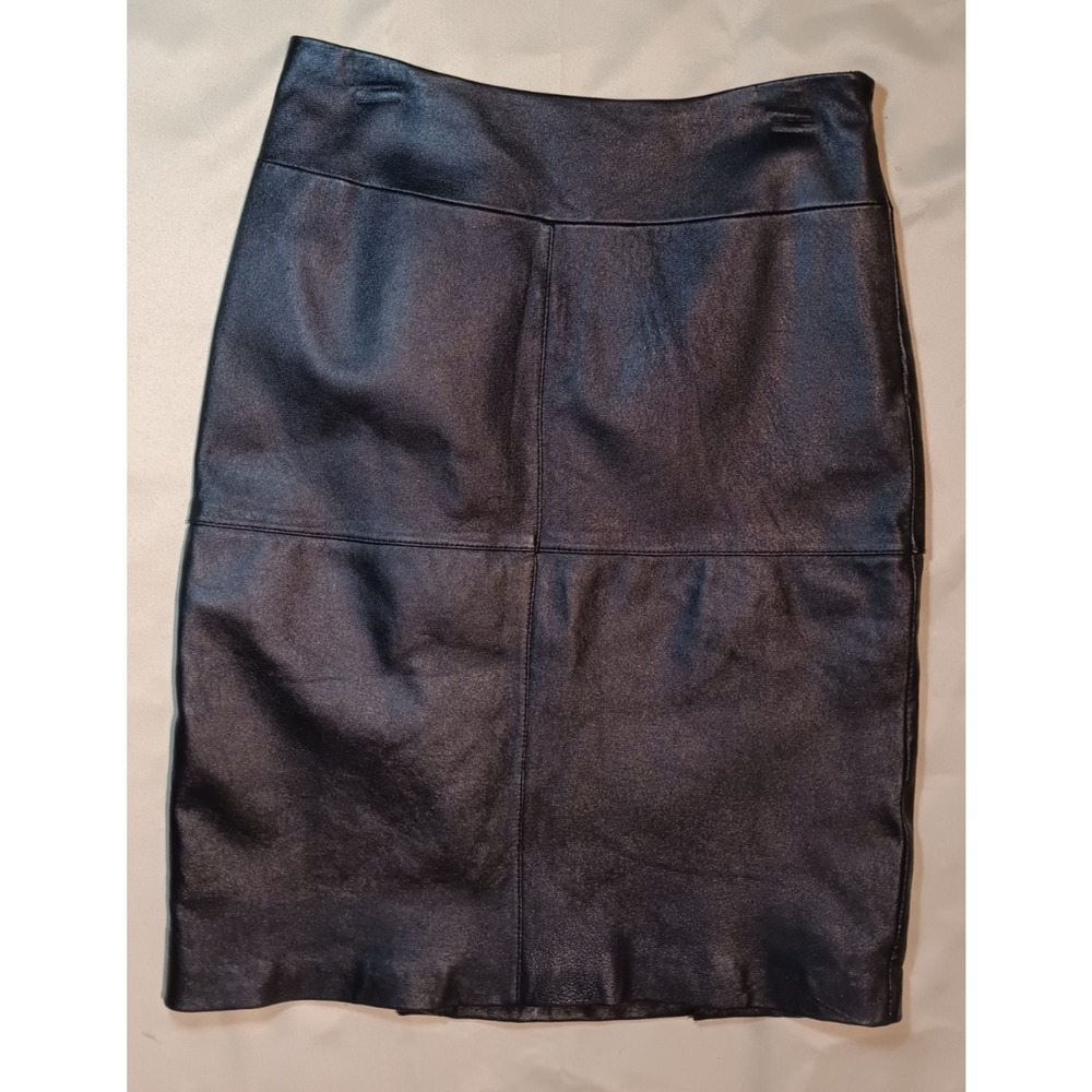 Jaclyn Smith Vintage Black Leather Pencil Skirt Medium Straight Knee Length Chic